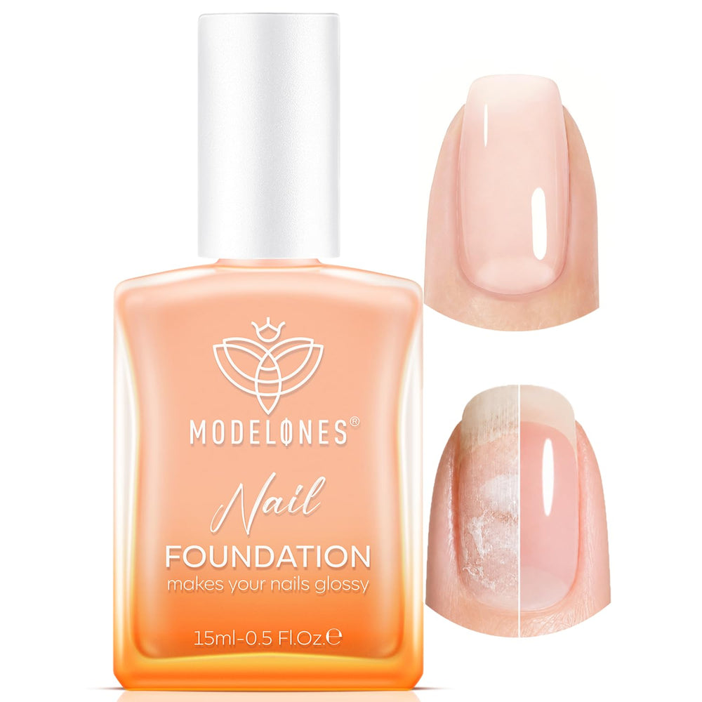 modelones bottle front view showing nude pink finish and glossy benefit