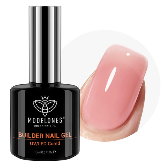 modelones bottle front view showing peachy pink gel for easy identification and purchase