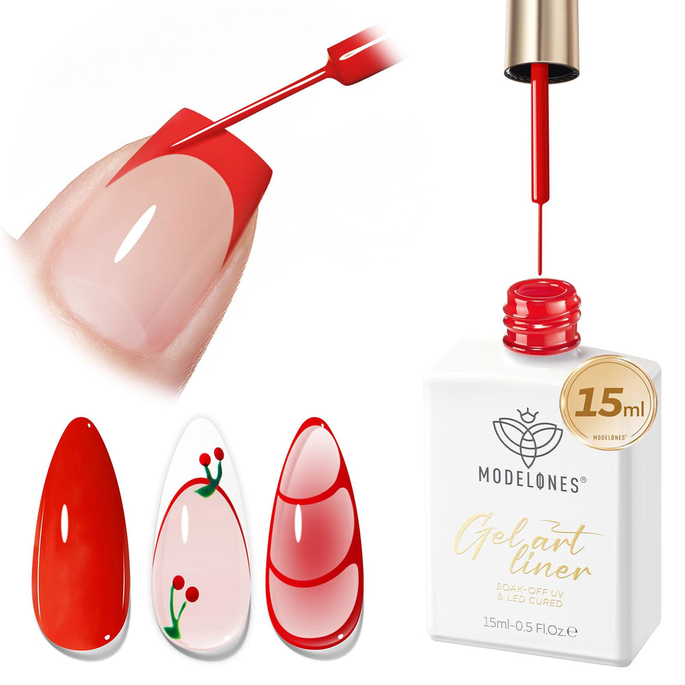 modelones front bottle showing bright red liner for precise tips