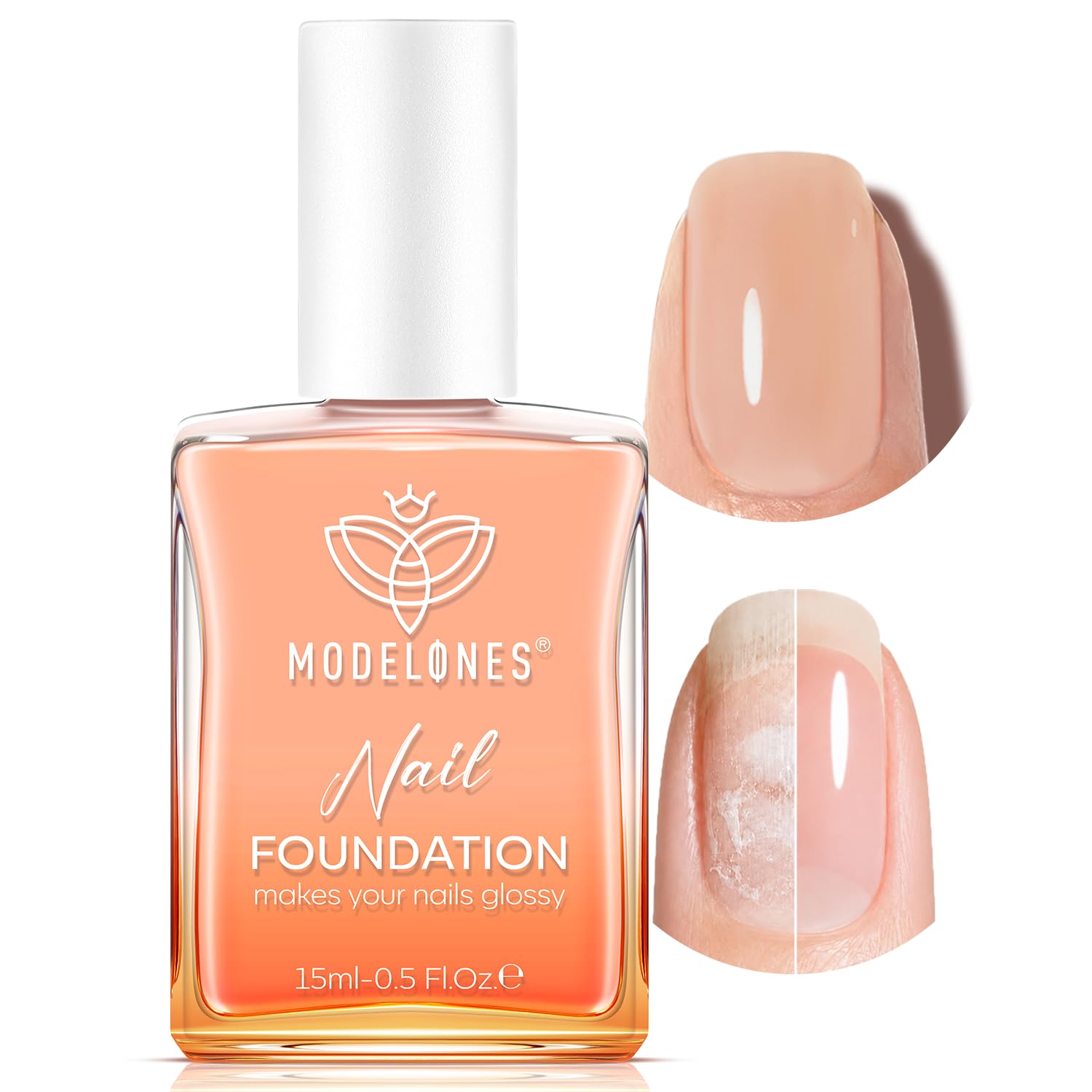 modelones front bottle showing nude strengthener and sleek packaging benefit: easy identification