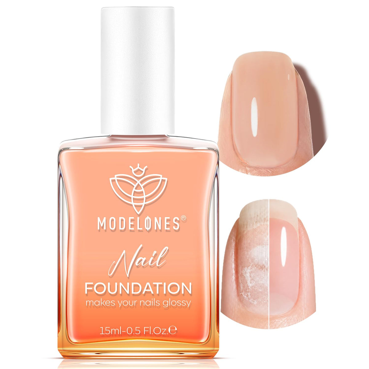 modelones front bottle showing nude strengthener and sleek packaging benefit: easy identification