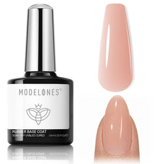 modelones front bottle showing nude pink builder base and clear branding for convenience