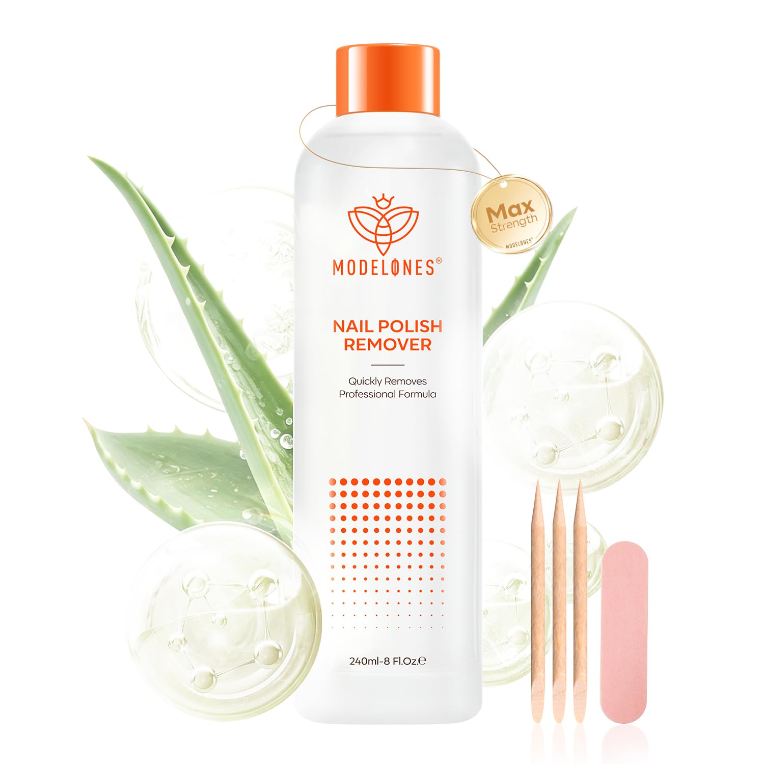 modelones front bottle showing label and size for quick identification and use