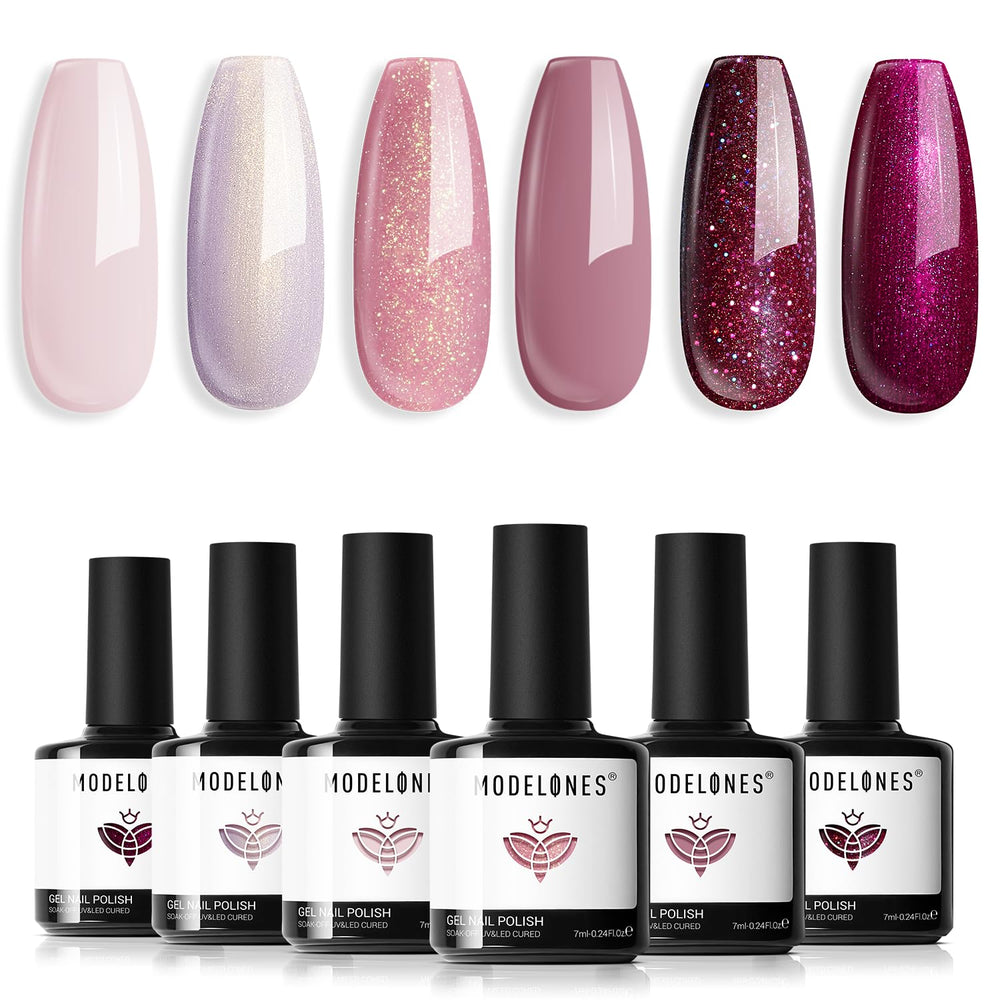 modelones front bottles arrangement showing six shades for versatile looks
