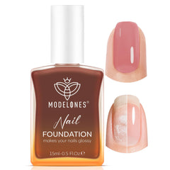 modelones front packaging shows blushed berry polish and benefit of concealment