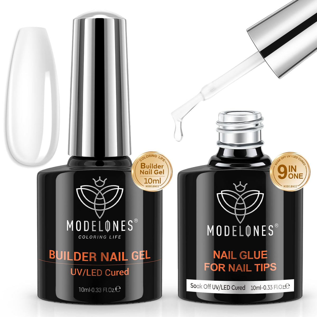 modelones front packaging showing bottles and box, professional convenience