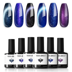 modelones front packaging of 6-color cat eye gel set showing bottles and magnet for easy selection