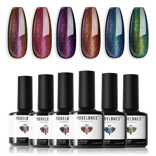 modelones front packaging showing six chameleon gel bottles and benefits
