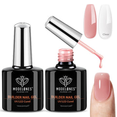 modelones front packaging showing clear and rose nude for easy selection and durable results