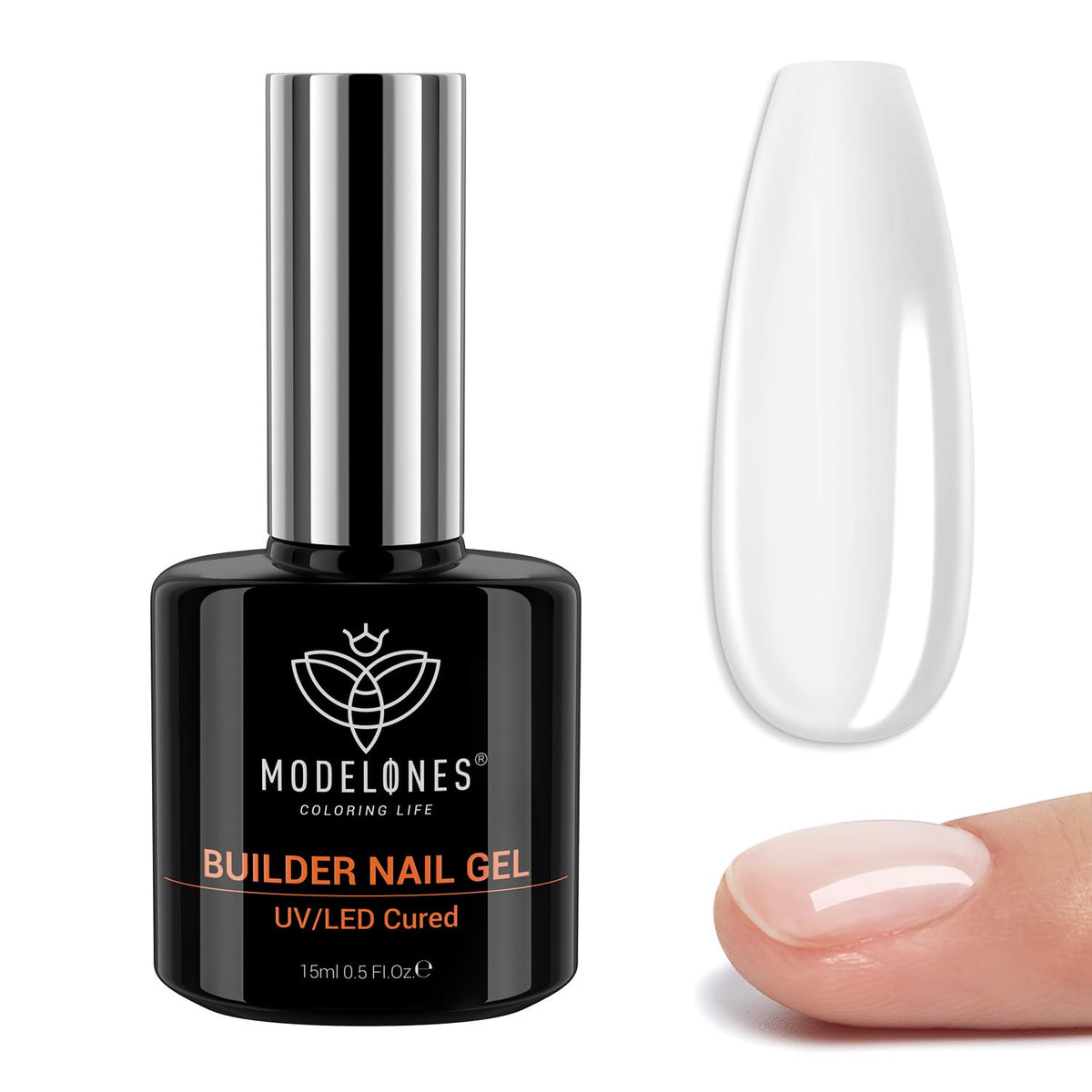 modelones front packaging showing clear builder gel and label benefits