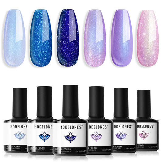 modelones front packaging showing six gel bottles and color window for quick selection