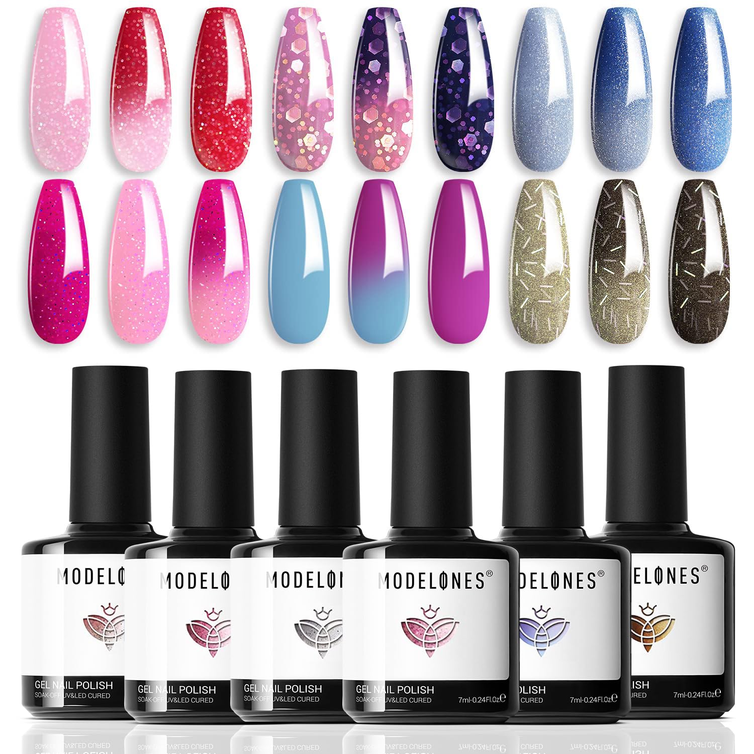 modelones gift box front view showing six gel bottles and presentable packaging benefit: great for gifting