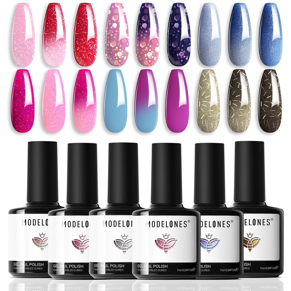 modelones gift box front view showing six gel bottles and presentable packaging benefit: great for gifting