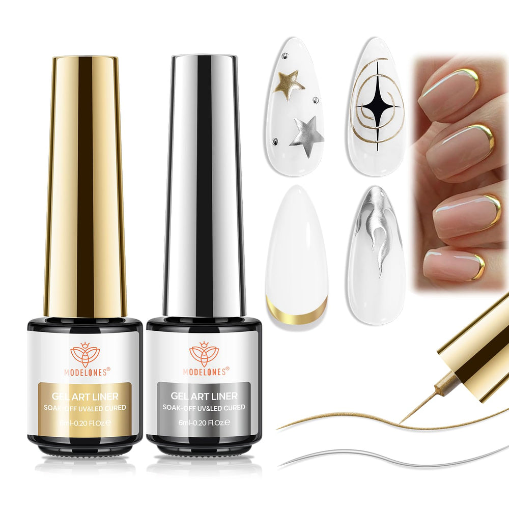 modelones front packaging showing metallic gold and silver duo benefit of neat storage