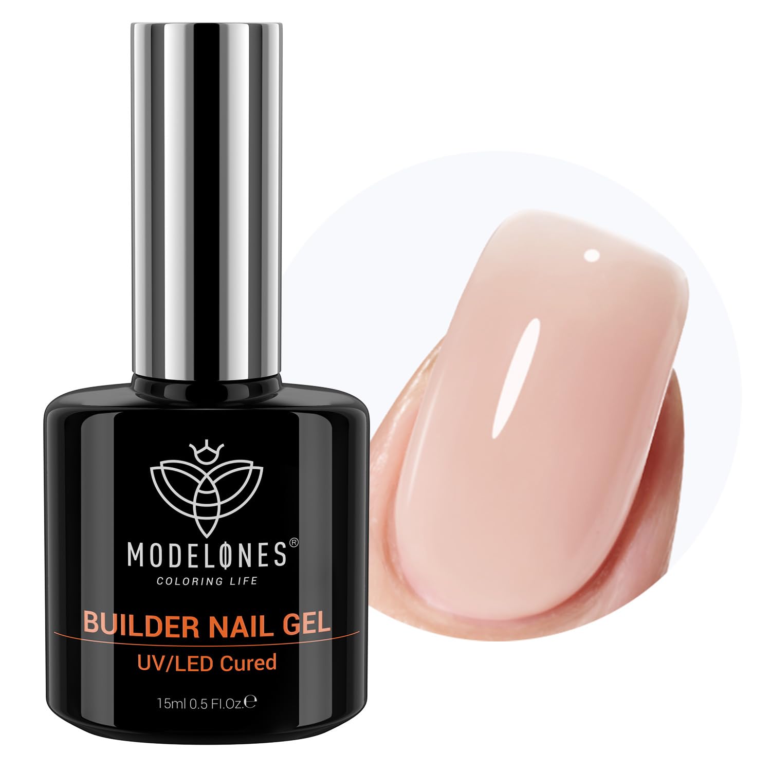 modelones front packaging showing neutral nude bottle and label benefits
