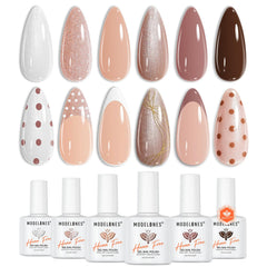 modelones front packaging showing the six nude gel polishes for easy selection and gifting