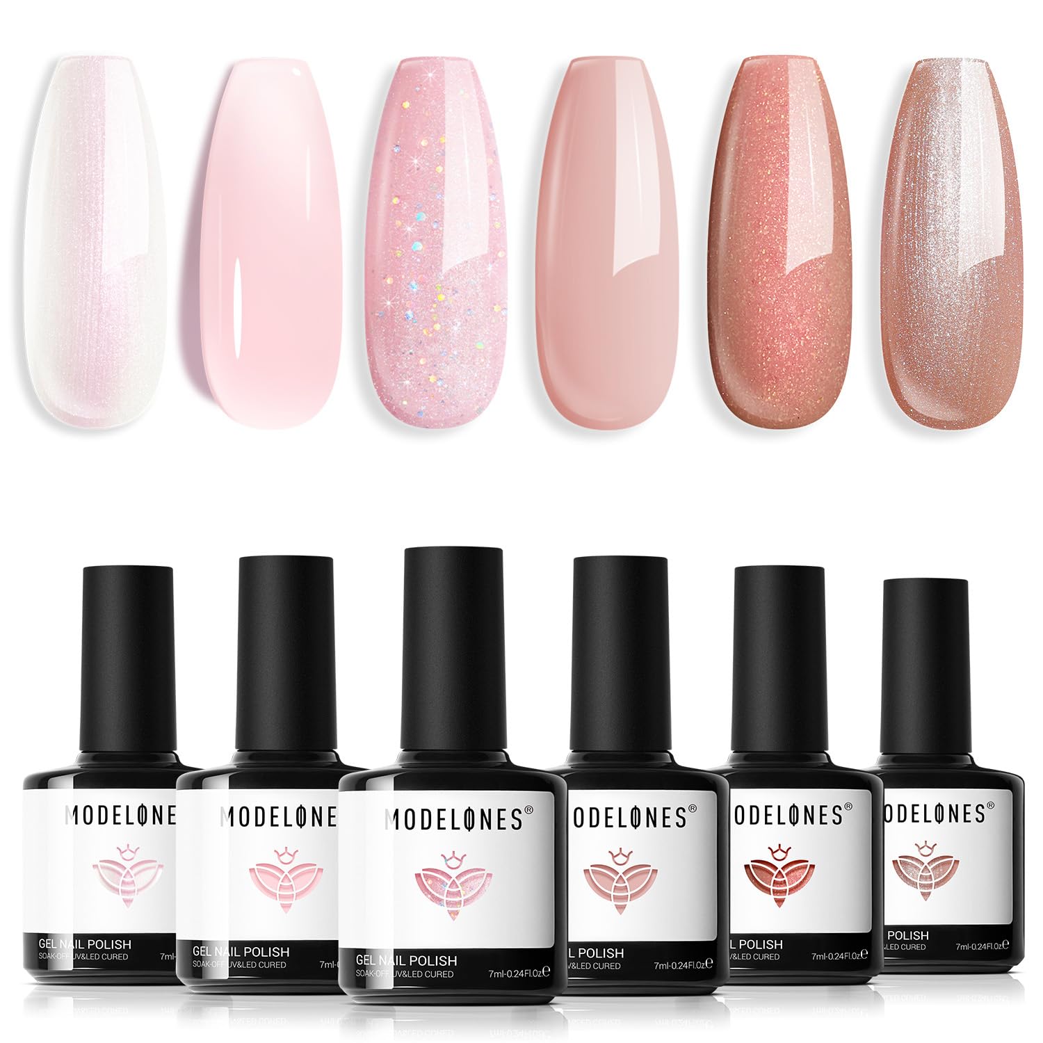 modelones front packaging showing six nude pink shades and gift-ready box