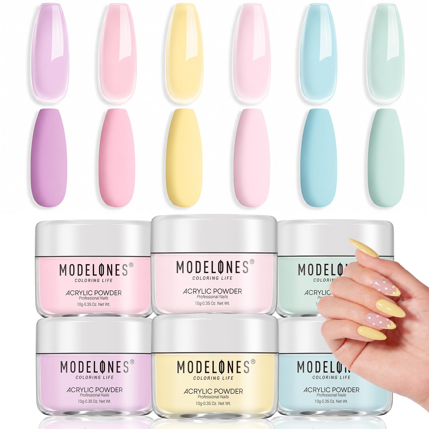 modelones front packaging showing pastel macaron kit and easy storage benefit