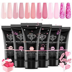 modelones front packaging showing six pink confetti gels for easy selection