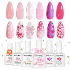 modelones front packaging of pink gel kit showing six bottles and box benefits fast selection