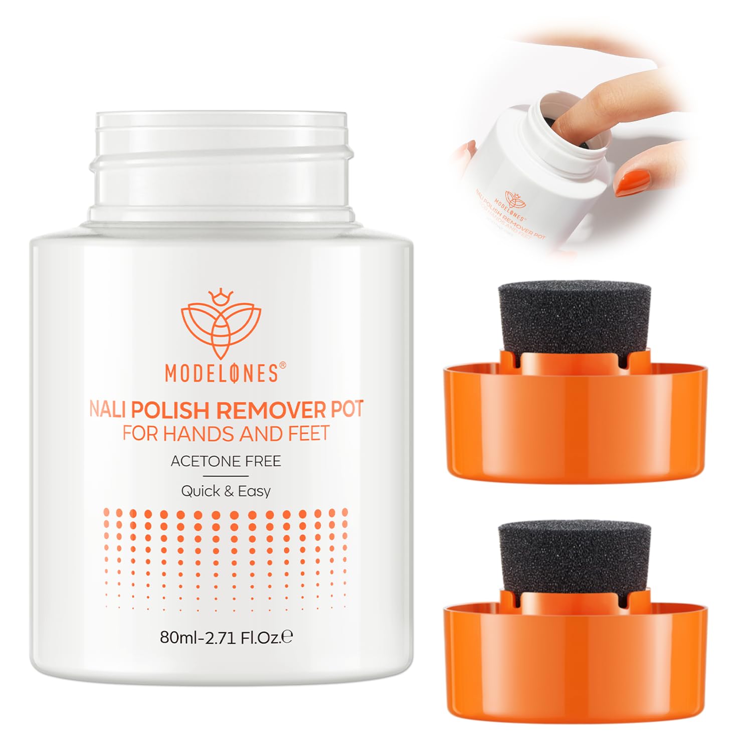 modelones front packaging showing compact remover pot and benefits