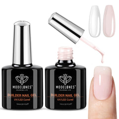 modelones front packaging showing both clear and cover nude bottles and benefits