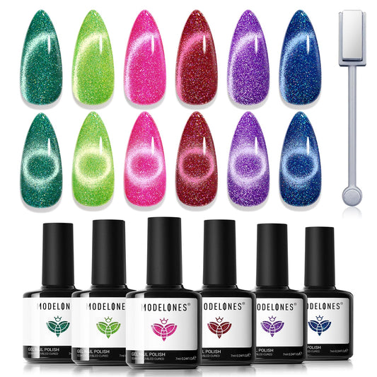 modelones front packaging showing six gel bottles and magnet for easy storage