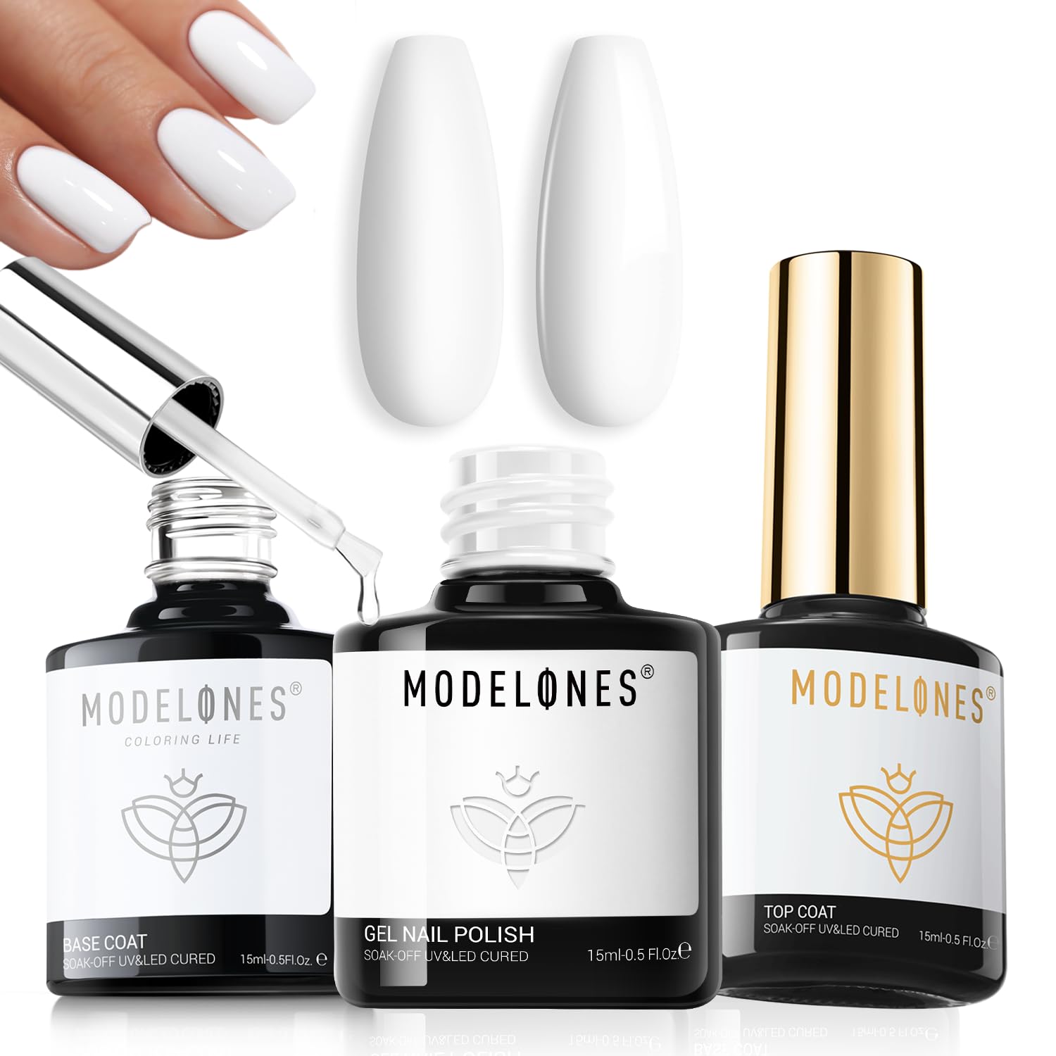 modelones front packaging showing three bottles and kit contents for convenient travel