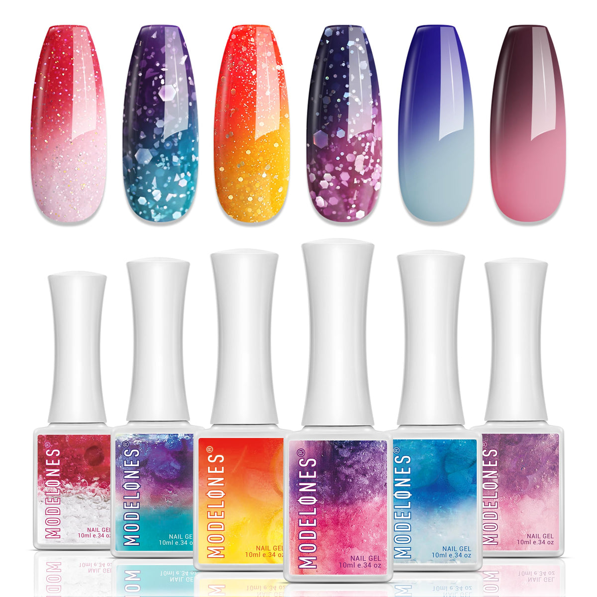 modelones front packaging showing gift-ready box and six gel bottles benefit: ready to give