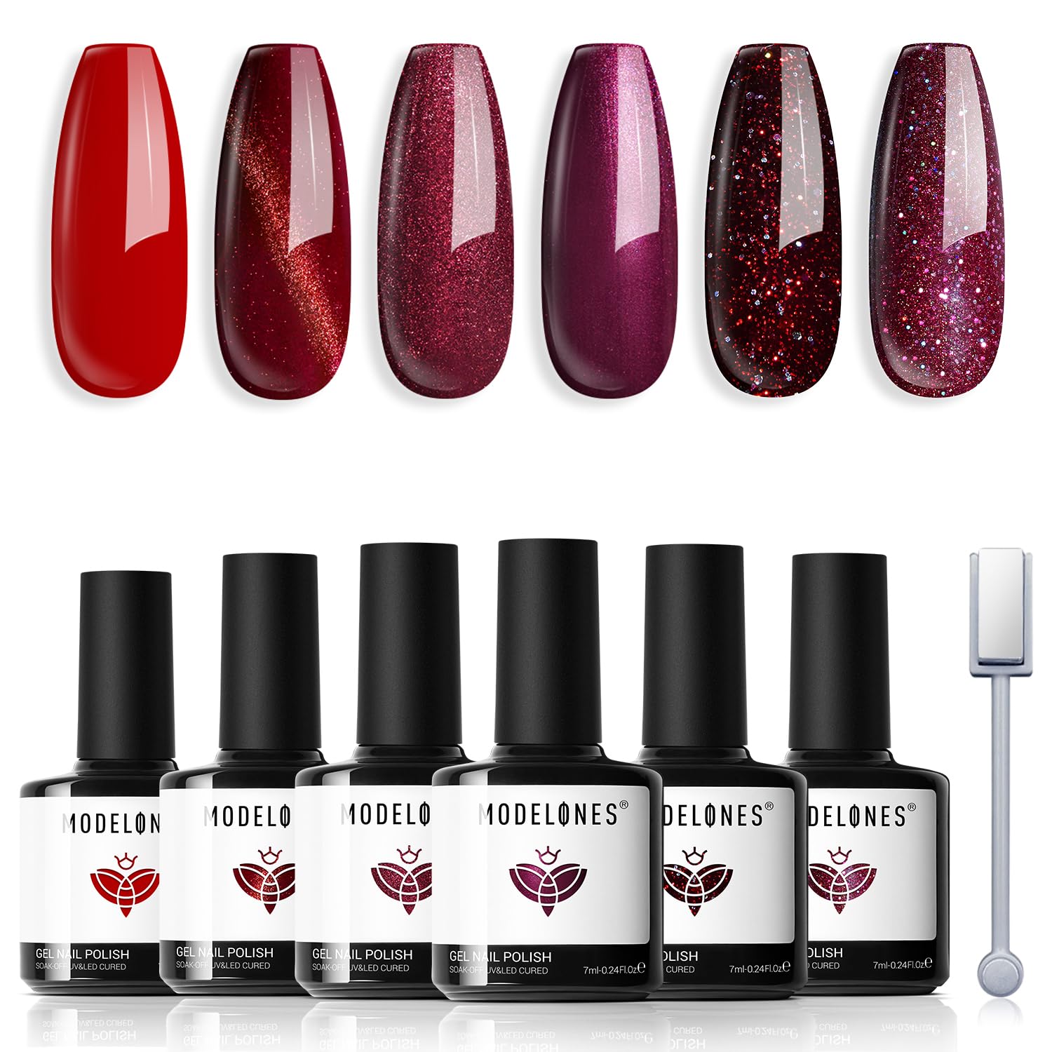 modelones front packaging showing six gel bottles and magnetic stick for gifting