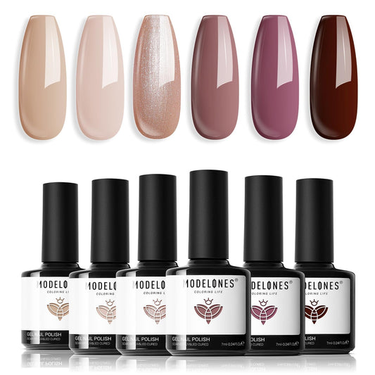 modelones front packaging showing six gel polish bottles and kit benefits
