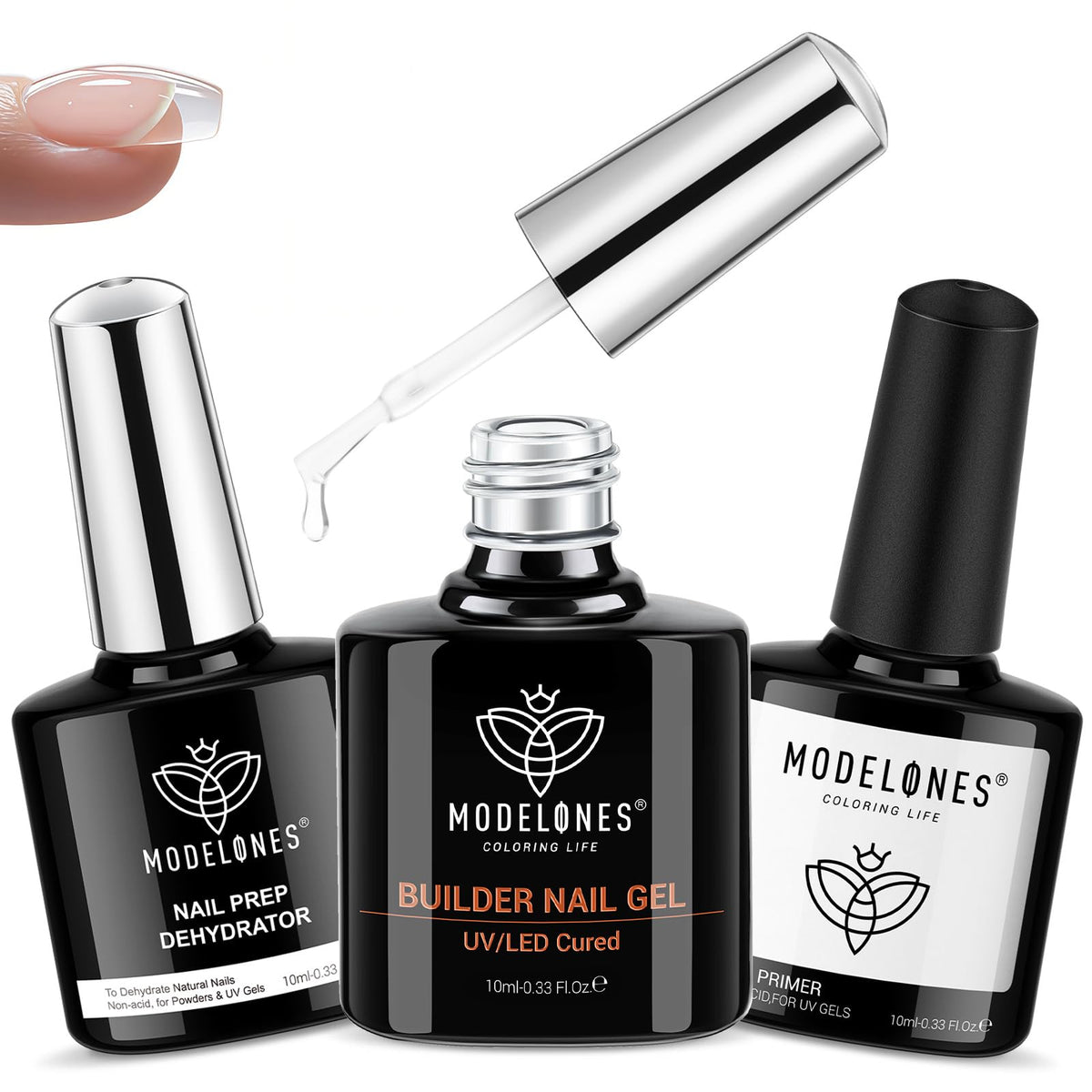 modelones front packaging showing trio kit for durable nail base