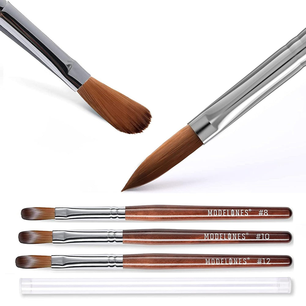 modelones front packaging showing three sable brushes for professional results
