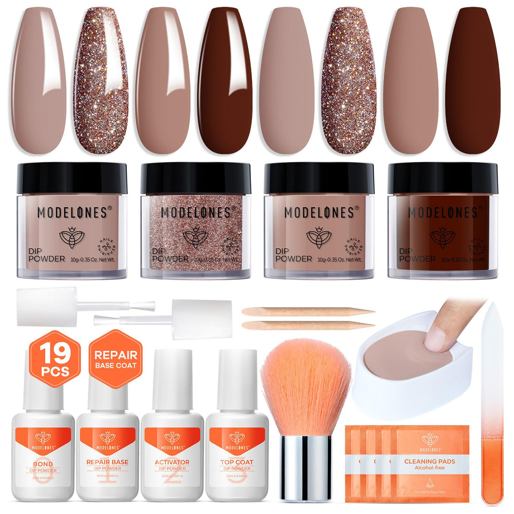 modelones front packaging showing all powders and liquids for easy identification and convenience
