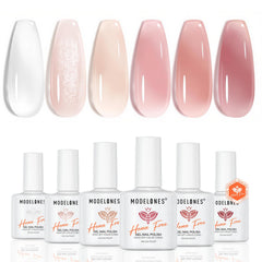modelones front packaging showing six jelly gel bottles and box, clear presentation benefit