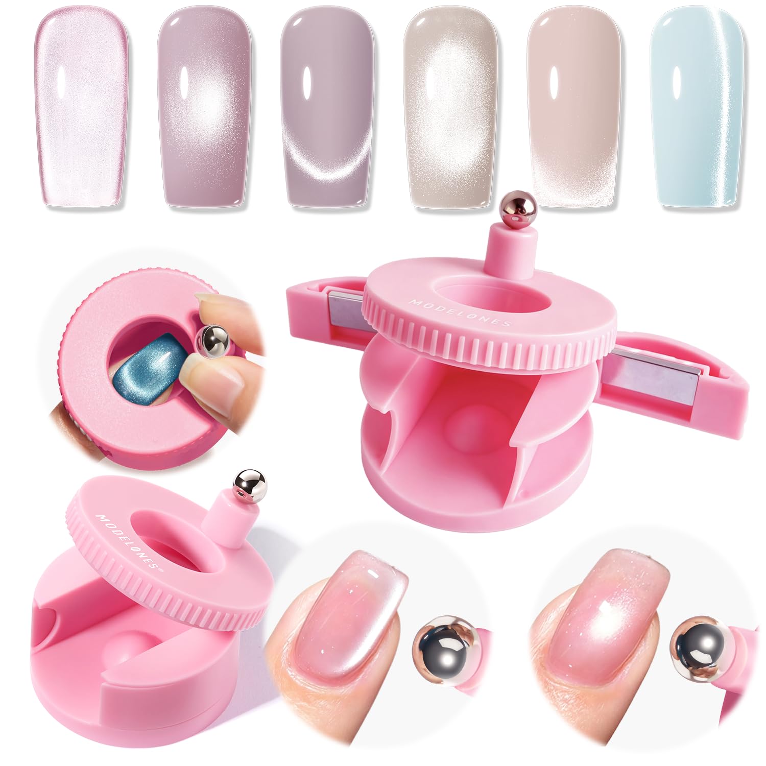 modelones front view showing pink housing and compact benefit: easy storage