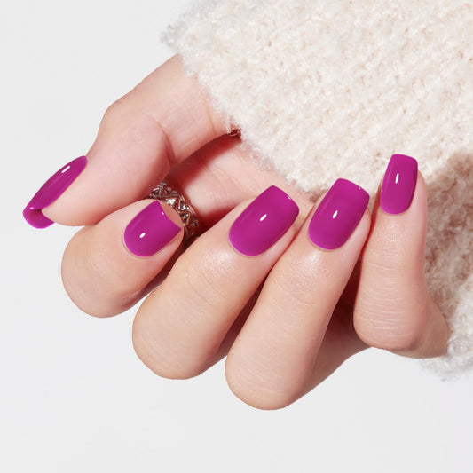 modelones fuchsia close-up of nail surface highlighting smooth finish and natural look benefit