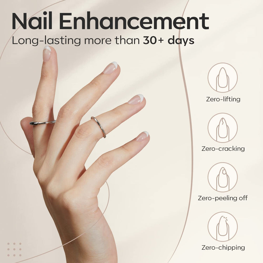 modelones cured gel glossy finish on nail providing durable shine