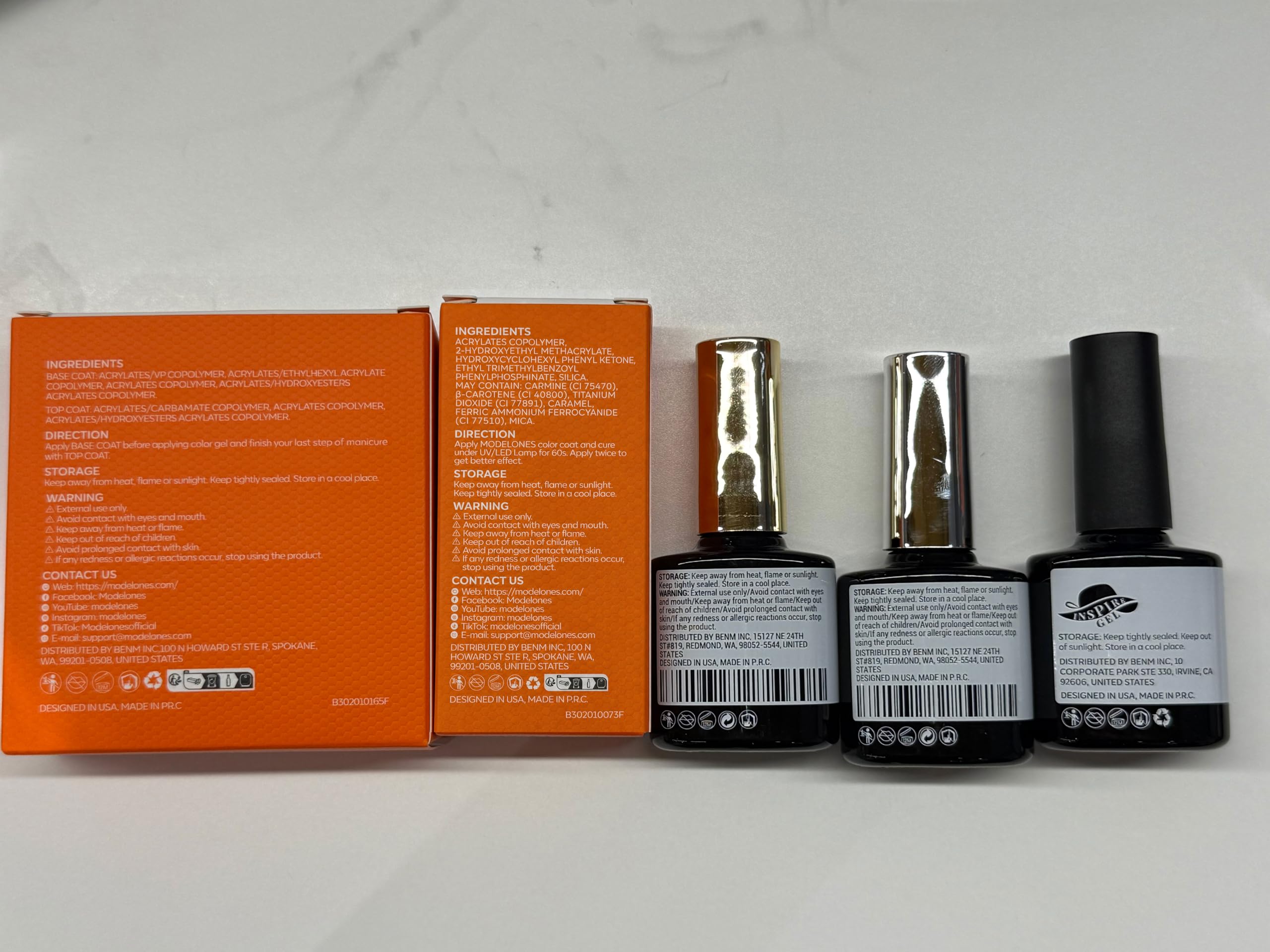 modelones gel set staged on bathroom counter for effortless at-home salon vibes