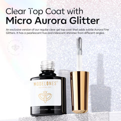 modelones top coat layered on white polish for soft pearlescent sheen benefit