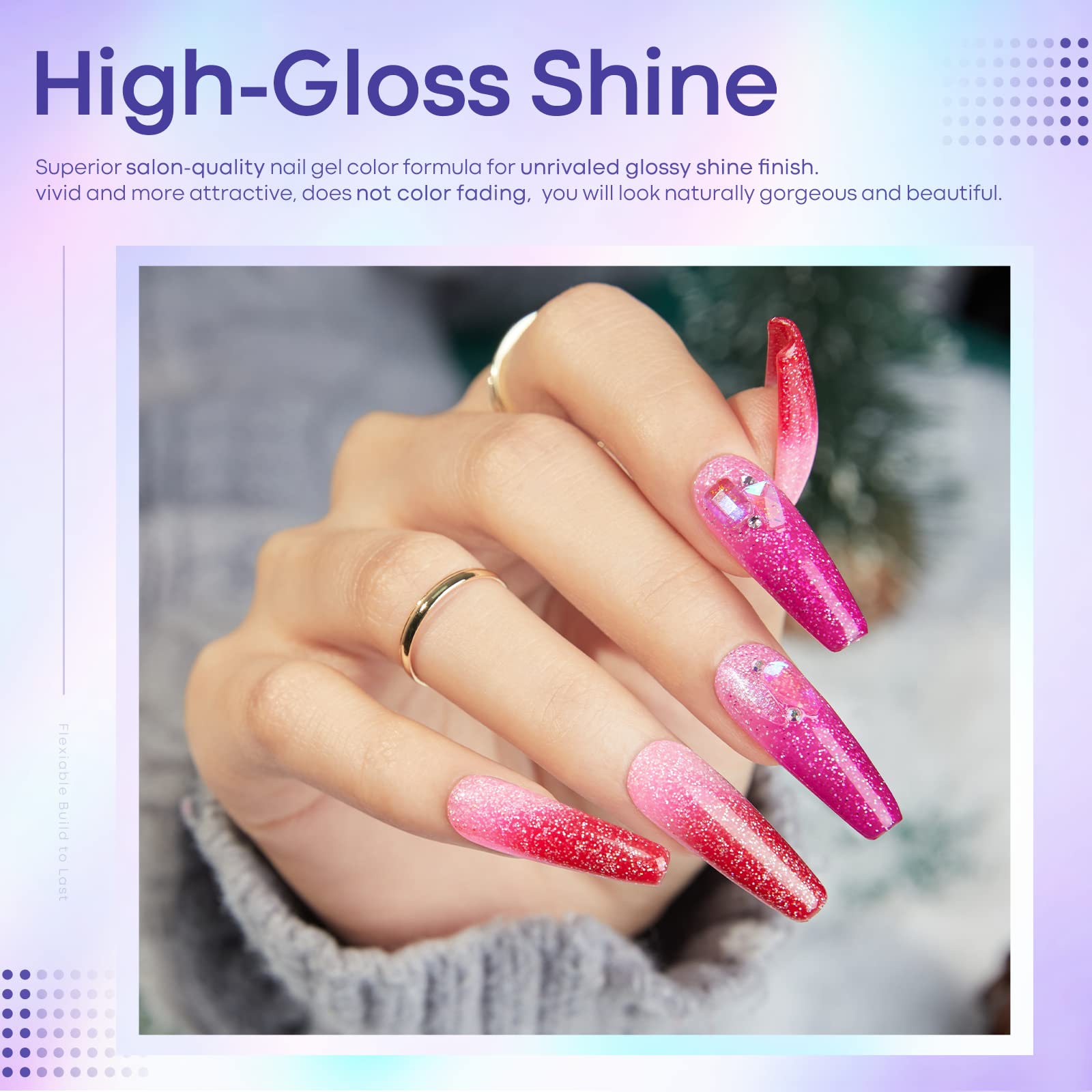 modelones glitter gel texture close-up benefit: sparkling, eye-catching finish