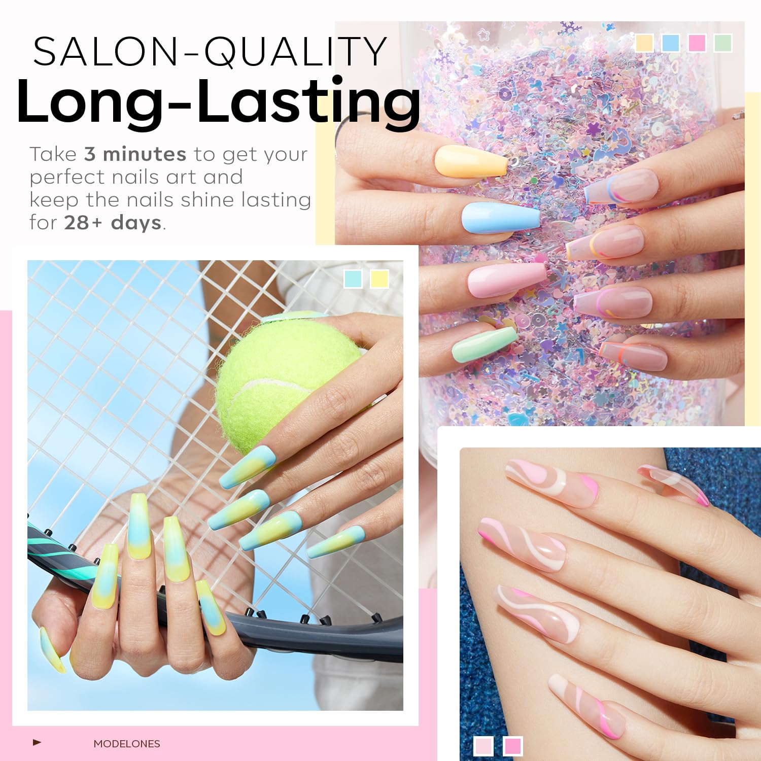 modelones glossy and matte top coats displayed for finishing options