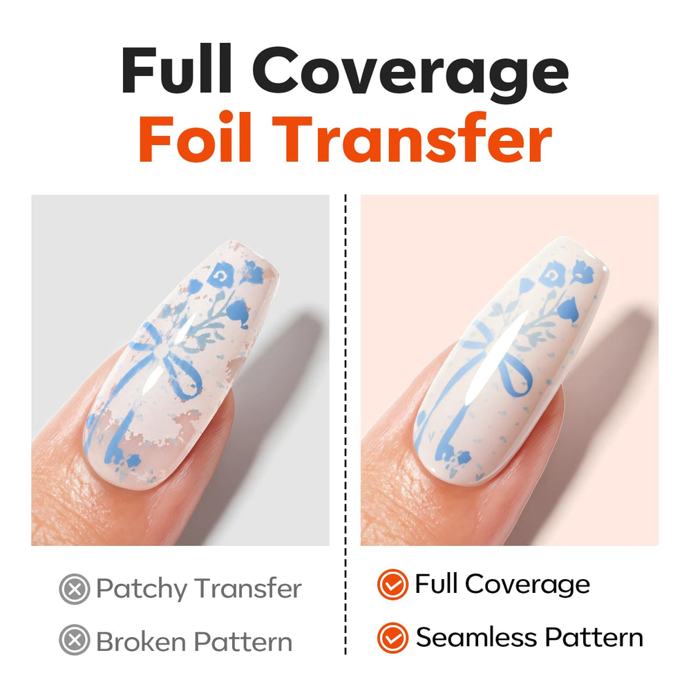 modelones glue in use transferring metallic foil onto nail for crisp design pickup