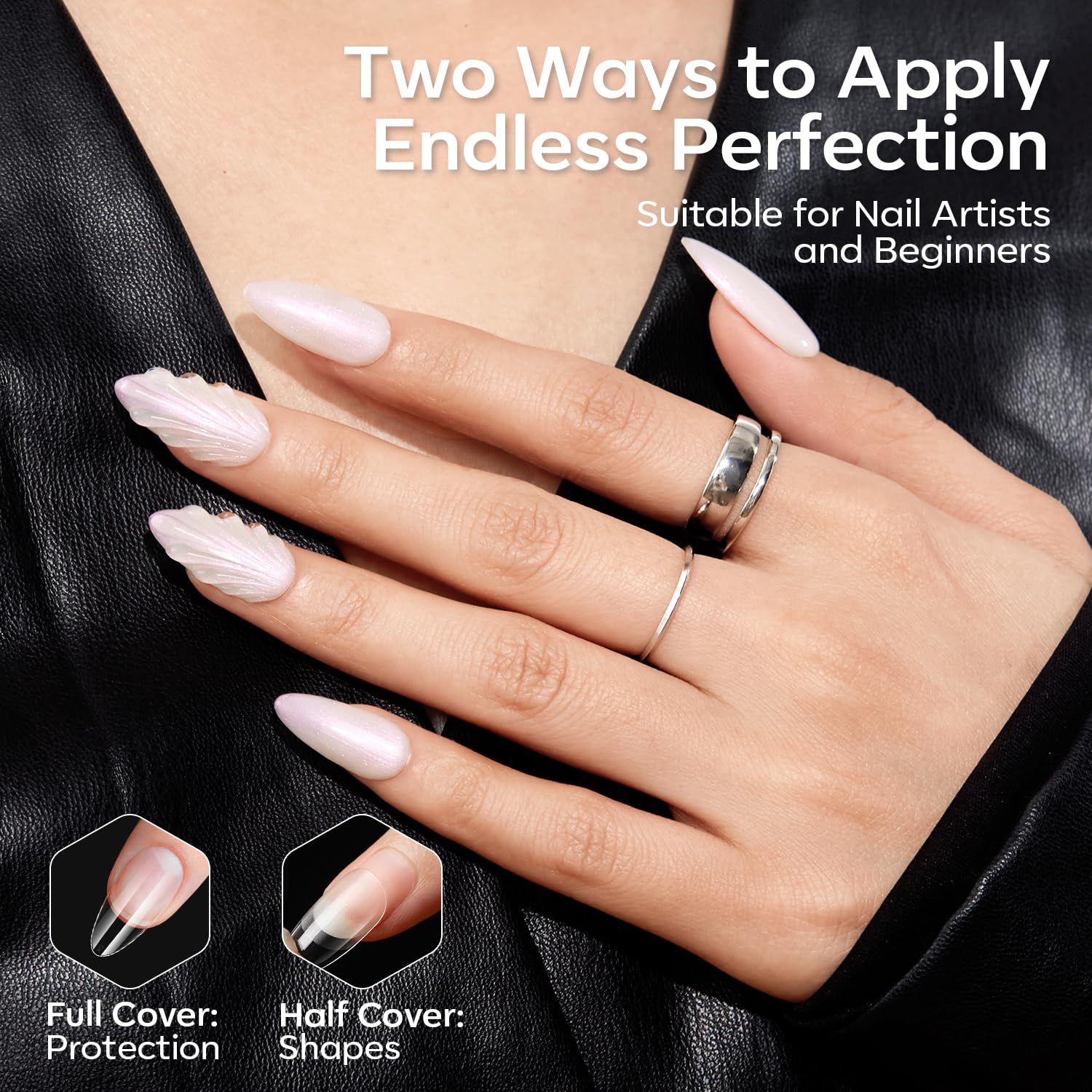 modelones hand applying a tip for quick DIY application and salon look