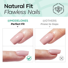 modelones hand wearing press-ons showing instant bright green style