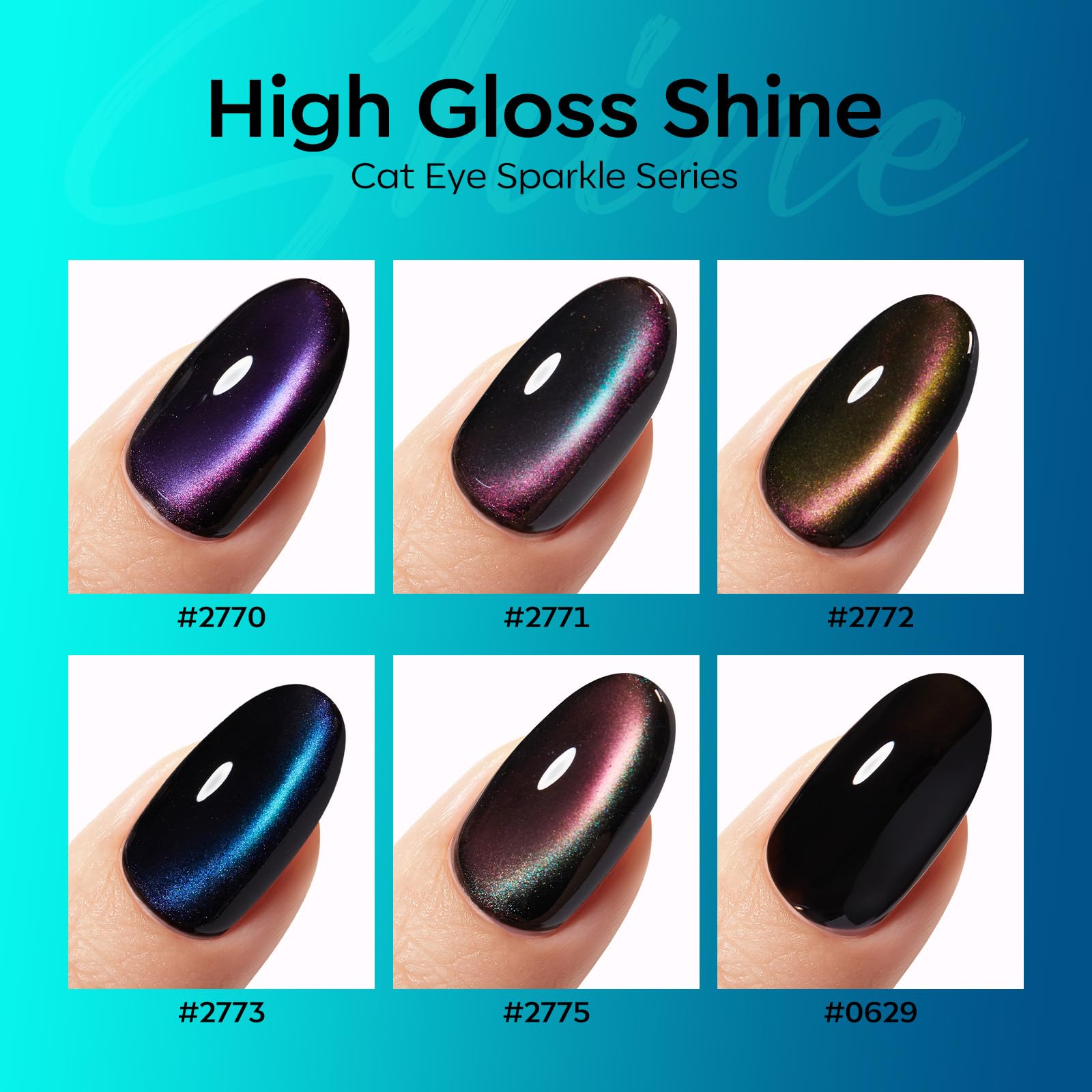 modelones manicured hands displaying rainbow cat-eye effect, eye-catching multidimensional shine
