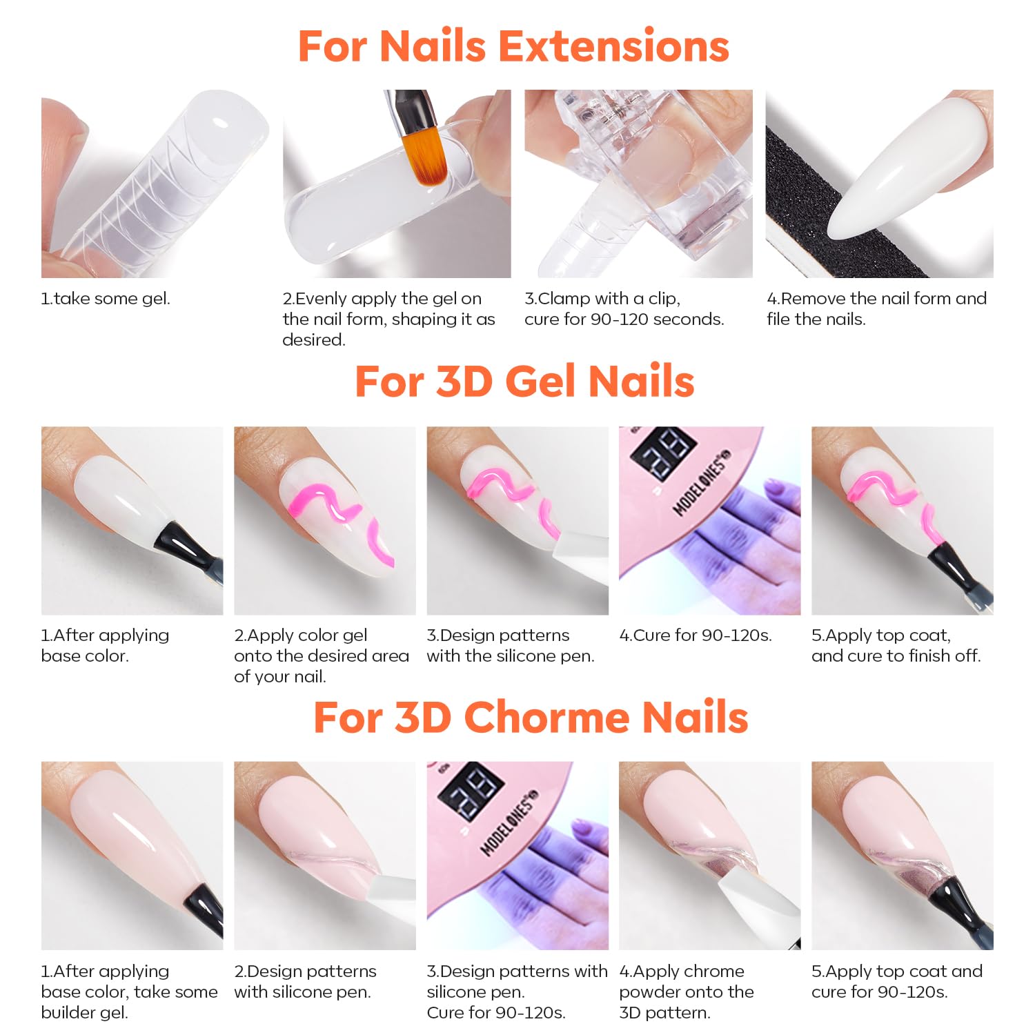 modelones at-home manicure workstation showing gel use for DIY nail art