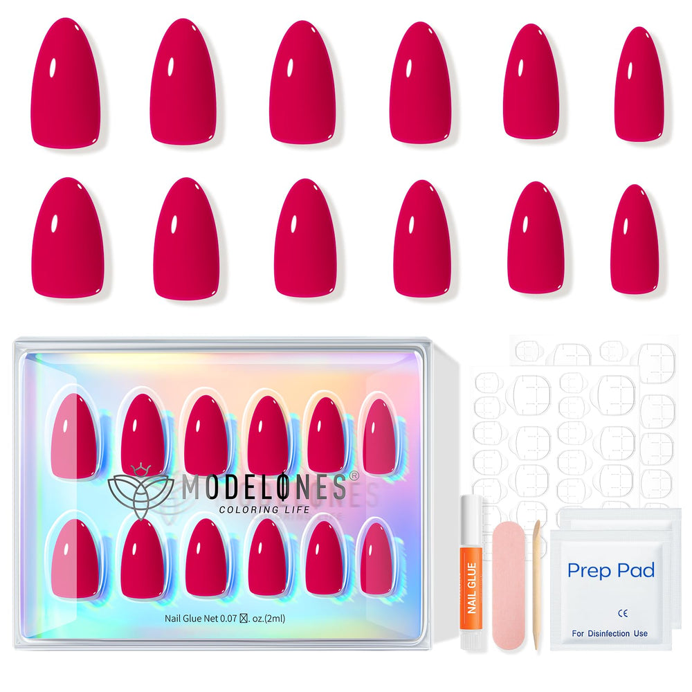 modelones hand applying a press-on nail demonstrating easy pop-on use