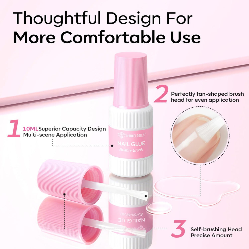modelones applying press-on nails demonstrating strong hold and easy at-home use
