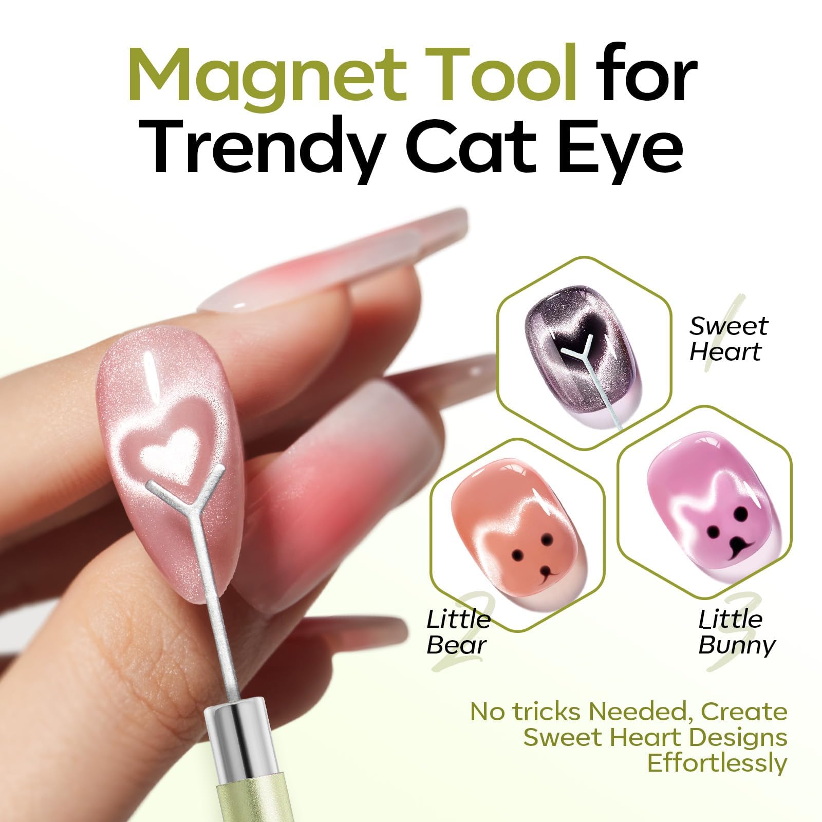 modelones in use creating flower-shaped cat-eye for eye-catching nails